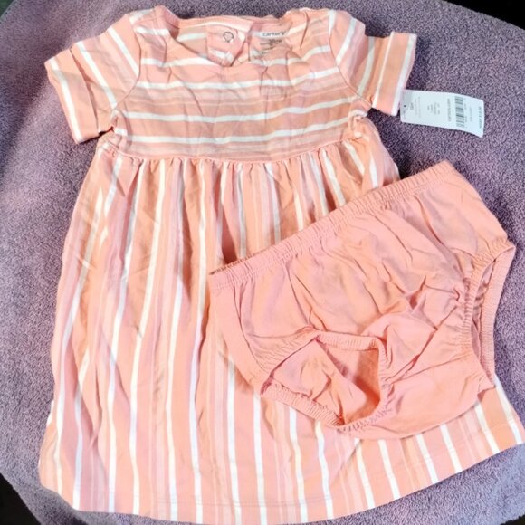 Nwt 18 Months Girls peach-pink white Dress with bloomers - Picture 1 of 8
